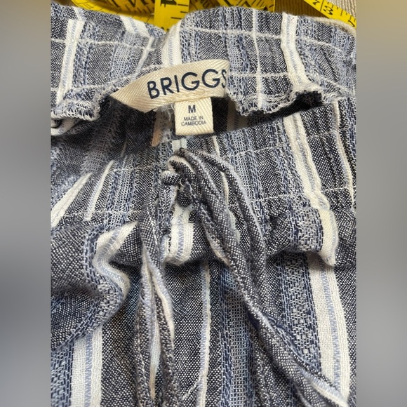 Briggs Womens Linen Resort Beach Wide Leg Pockets Business Casual Striped Med - Picture 7 of 10